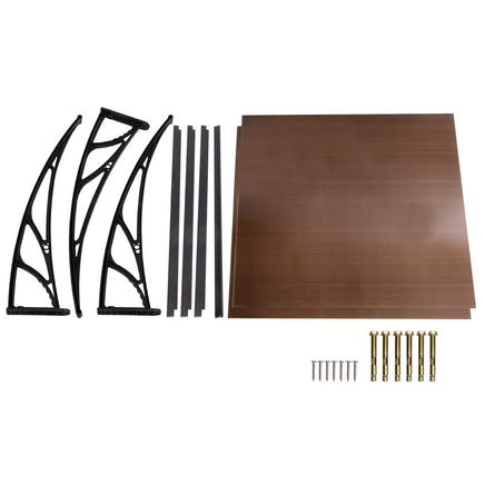 Instahut Window Door Awning Canopy 1mx2m Brown Sheet Black Plastic Frame Home & Garden Kings Warehouse 