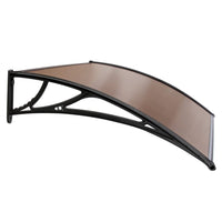 Instahut Window Door Awning Canopy 1mx2m Brown Sheet Black Plastic Frame Home & Garden Kings Warehouse 