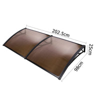 Instahut Window Door Awning Canopy 1mx2m Brown Sheet Black Plastic Frame Home & Garden Kings Warehouse 