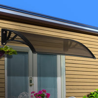 Instahut Window Door Awning Canopy 1mx2m Brown Sheet Black Plastic Frame Home & Garden Kings Warehouse 