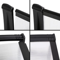Instahut Window Door Awning Canopy 1mx2m Transparent Sheet Black Plastic Frame Home & Garden Kings Warehouse 