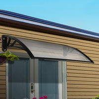 Instahut Window Door Awning Canopy 1mx2m Transparent Sheet Black Plastic Frame Home & Garden Kings Warehouse 