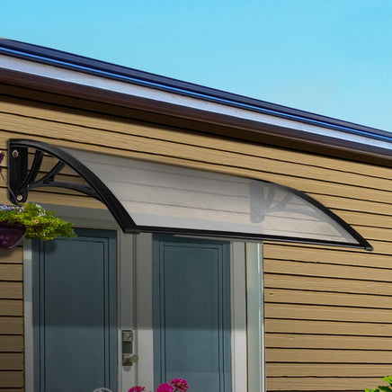 Instahut Window Door Awning Canopy 1mx2m Transparent Sheet Black Plastic Frame Home & Garden Kings Warehouse 