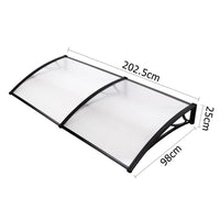 Instahut Window Door Awning Canopy 1mx2m Transparent Sheet Black Plastic Frame Home & Garden Kings Warehouse 