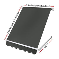 Instahut Window Fixed Pivot Arm Awning Outdoor Blinds Retractable Canopy1.5X2.1M Home & Garden Kings Warehouse 