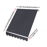 Instahut Window Fixed Pivot Arm Awning Outdoor Blinds Retractable Canopy1.8X2.1M Home & Garden Kings Warehouse 