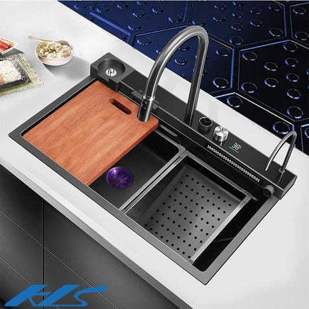 Integrated Waterfall Kitchen Sink Honeycomb Technology Large Digitial Display Stainless Steel Water Filter Cup Washer Pet Care Kings Warehouse 