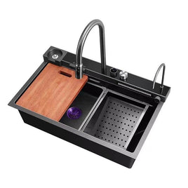 Integrated Waterfall Kitchen Sink Honeycomb Technology Large Digitial Display Stainless Steel Water Filter Cup Washer Pet Care Kings Warehouse 