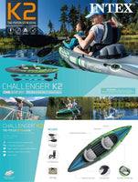 Intex Sports Challenger K2 Inflatable Kayak 2 Seat Floating Boat Oars River/Lake 68306NP Outdoor Kings Warehouse 