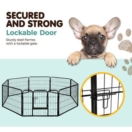 i.Pet 24" 8 Panel Dog Playpen Pet Exercise Cage Enclosure Fence Play Pen Pet Care Kings Warehouse 