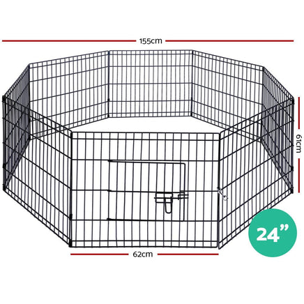 i.Pet 24" 8 Panel Dog Playpen Pet Fence Exercise Cage Enclosure Play Pen Pet Care Kings Warehouse 