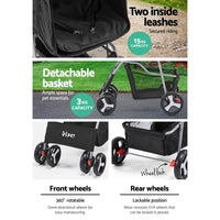 i.Pet 4 Wheel Pet Stroller - Black Baby & Kids Kings Warehouse 