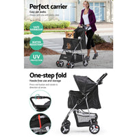 i.Pet 4 Wheel Pet Stroller - Black Baby & Kids Kings Warehouse 