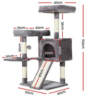 i.Pet Cat Tree 103cm Tower Scratching Post Scratcher Wood Condo House Trees Grey Pet Care Kings Warehouse 