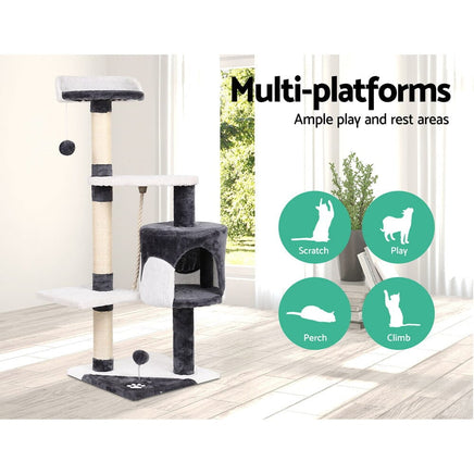 i.Pet Cat Tree 112cm Tower Scratching Post Scratcher Wood Condo House Furniture Pet Care Kings Warehouse 