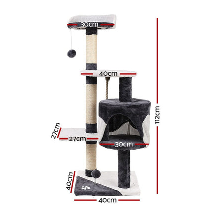 i.Pet Cat Tree 112cm Tower Scratching Post Scratcher Wood Condo House Furniture Pet Care Kings Warehouse 