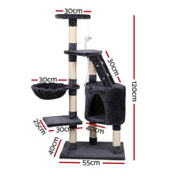 i.Pet Cat Tree 120cm Tower Scratching Post Scratcher Wood Condo House Bed Toys Pet Care Kings Warehouse 
