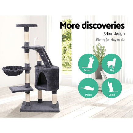 i.Pet Cat Tree 120cm Tower Scratching Post Scratcher Wood Condo House Bed Toys Pet Care Kings Warehouse 
