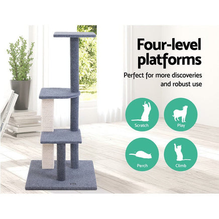 i.Pet Cat Tree 124cm Scratching Post Tower Scratcher Trees Wood Condo Board Pet Care Kings Warehouse 