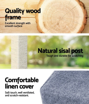 i.Pet Cat Tree 124cm Scratching Post Tower Scratcher Trees Wood Condo Board Pet Care Kings Warehouse 