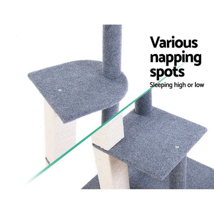 i.Pet Cat Tree 124cm Scratching Post Tower Scratcher Trees Wood Condo Board Pet Care Kings Warehouse 