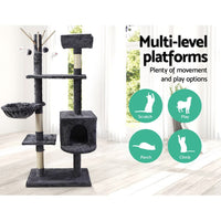 i.Pet Cat Tree 140cm Tower Scratching Post Scratcher Trees Toys Condo Bed Grey Pet Care Kings Warehouse 
