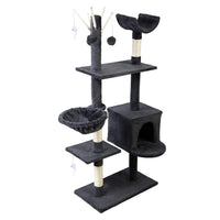 i.Pet Cat Tree 140cm Tower Scratching Post Scratcher Trees Toys Condo Bed Grey Pet Care Kings Warehouse 