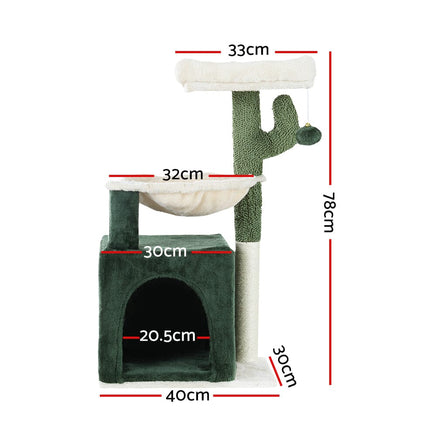 i.Pet Cat Tree 78cm Scratching Post Tower Scratcher Wood Condo House Bed Toys Green Pet Care Kings Warehouse 