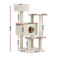 i.Pet Cat Tree 90cm Scratching Post Tower Scratcher Wood Condo House Bed Trees Pet Care Kings Warehouse 