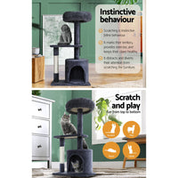 i.Pet Cat Tree 94cm Scratching Post Tower Scratcher Condo House Wood Trees Grey Pet Care Kings Warehouse 