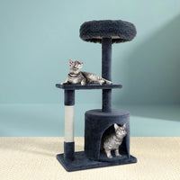 i.Pet Cat Tree 94cm Scratching Post Tower Scratcher Condo House Wood Trees Grey Pet Care Kings Warehouse 