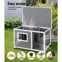i.Pet Dog Kennel House Large Wooden Outdoor Pet Kennels Indoor Puppy Cabin Log CLICK FRENZY: Pet Supplies Kings Warehouse 