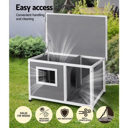 i.Pet Dog Kennel House Large Wooden Outdoor Pet Kennels Indoor Puppy Cabin Log CLICK FRENZY: Pet Supplies Kings Warehouse 