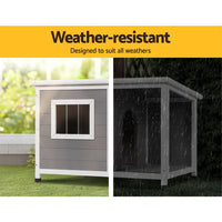 i.Pet Dog Kennel House Large Wooden Outdoor Pet Kennels Indoor Puppy Cabin Log CLICK FRENZY: Pet Supplies Kings Warehouse 
