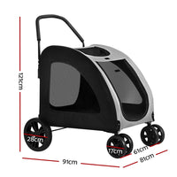 i.Pet Pet Dog Stroller Pram Large Carrier Cat Travel Foldable Strollers 4 Wheels Kings Warehouse 