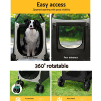 i.Pet Pet Dog Stroller Pram Large Carrier Cat Travel Foldable Strollers 4 Wheels Kings Warehouse 