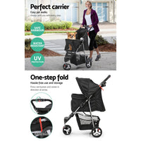 i.Pet Pet Stroller Dog Pram Cat Carrier Large Travel Pushchair Foldable 3 Wheels Pet Care Kings Warehouse 