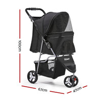 i.Pet Pet Stroller Dog Pram Cat Carrier Large Travel Pushchair Foldable 3 Wheels Pet Care Kings Warehouse 