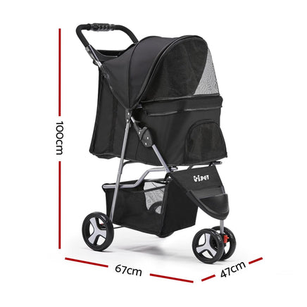 i.Pet Pet Stroller Dog Pram Cat Carrier Large Travel Pushchair Foldable 3 Wheels Pet Care Kings Warehouse 