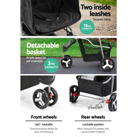 i.Pet Pet Stroller Dog Pram Cat Carrier Large Travel Pushchair Foldable 3 Wheels Pet Care Kings Warehouse 