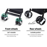 i.Pet Pet Stroller Dog Pram Cat Carrier Travel Large Pushchair Foldable 4 Wheels Black Pet Care Kings Warehouse 