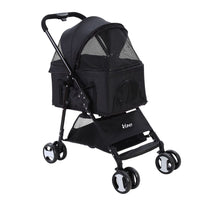 i.Pet Pet Stroller Dog Pram Cat Carrier Travel Large Pushchair Foldable 4 Wheels Black Pet Care Kings Warehouse 