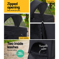 i.Pet Pet Stroller Dog Pram Cat Carrier Travel Large Pushchair Foldable 4 Wheels Black Pet Care Kings Warehouse 