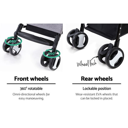 i.Pet Pet Stroller Dog Pram Cat Carrier Travel Large Pushchair Foldable 4 Wheels Grey Pet Care Kings Warehouse 