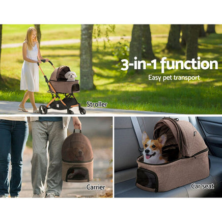 i.Pet Pet Stroller Dog Pram Large Cat Carrier Travel Foldable 4 Wheels Pushchair Double Pet Care Kings Warehouse 