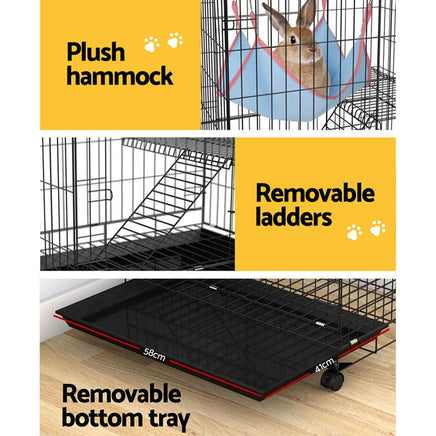 i.Pet Rabbit Cage 100cm Hutch 3 Level Indoor Guinea Pig Ferret Pet Care Kings Warehouse 
