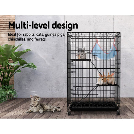 i.Pet Rabbit Cage 100cm Hutch 3 Level Indoor Guinea Pig Ferret Pet Care Kings Warehouse 