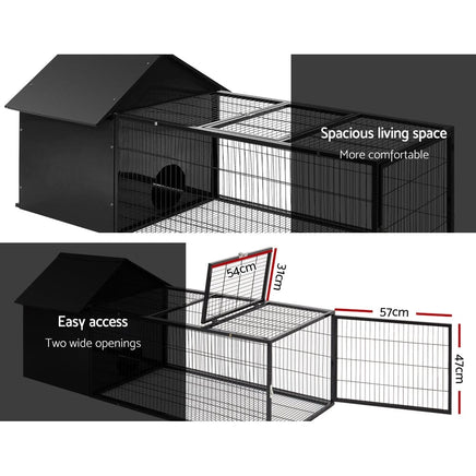 i.Pet Rabbit Cage Hutch Cages Indoor Outdoor Hamster Enclosure Pet Metal Carrier 162CM Length Passionate for Pets Kings Warehouse 
