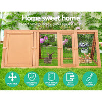 i.Pet Rabbit Hutch Chicken Coop 119cm x 51cm x 44cm Chicken Coop Large Run Wooden Cage Outdoor Pet Care Kings Warehouse 