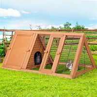 i.Pet Rabbit Hutch Chicken Coop 119cm x 51cm x 44cm Chicken Coop Large Run Wooden Cage Outdoor Pet Care Kings Warehouse 